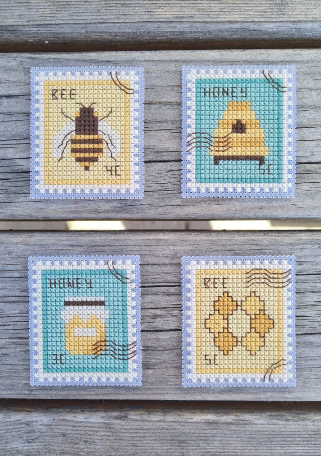 Bee Postage Stamps - Cross Stitch Pattern