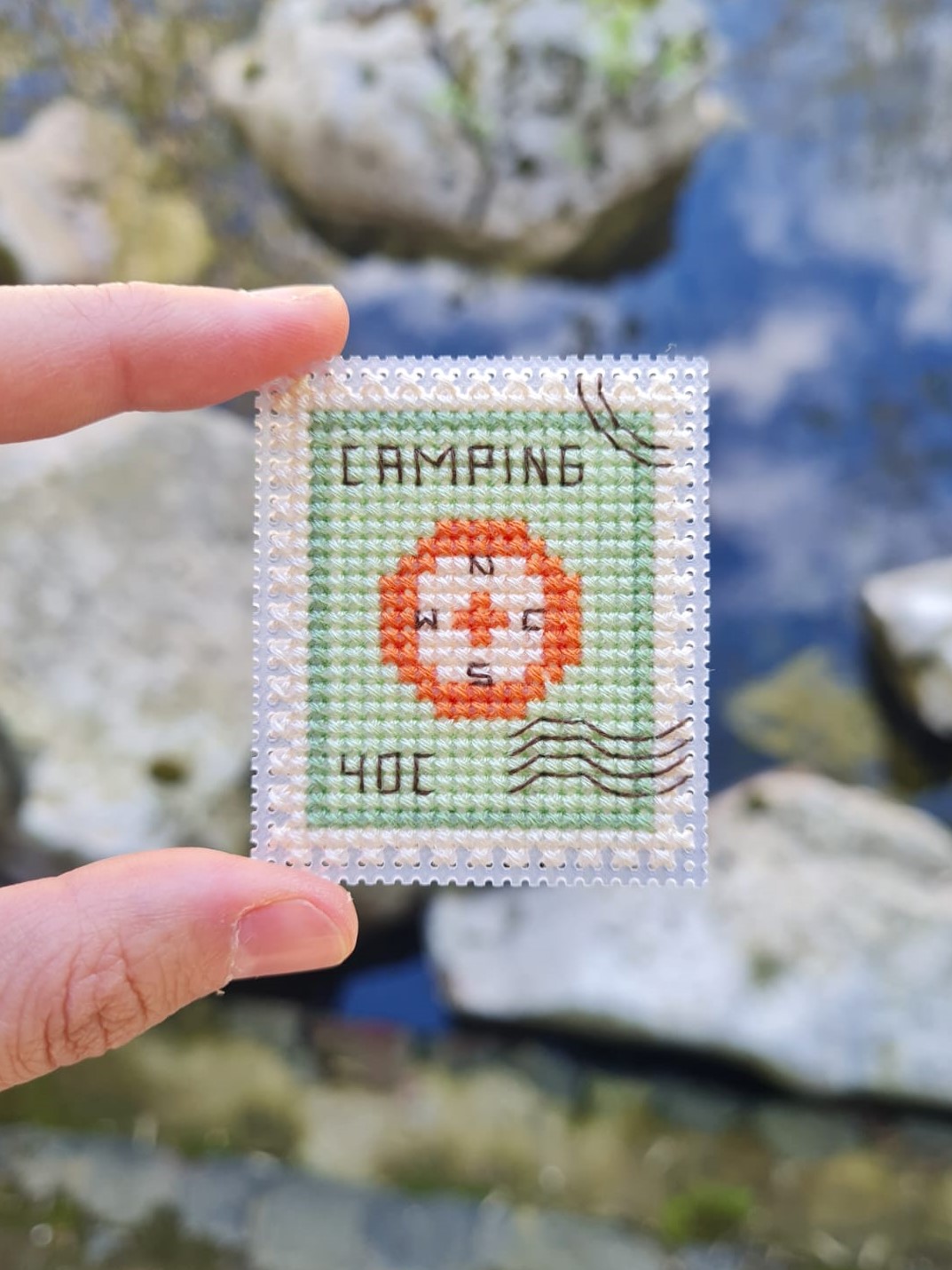 Compass Postage Stamp - Cross Stitch Pattern