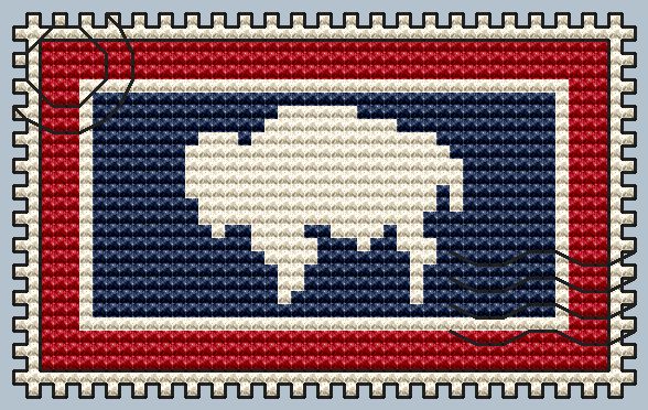 Wyoming Postage Stamp - Cross Stitch Pattern