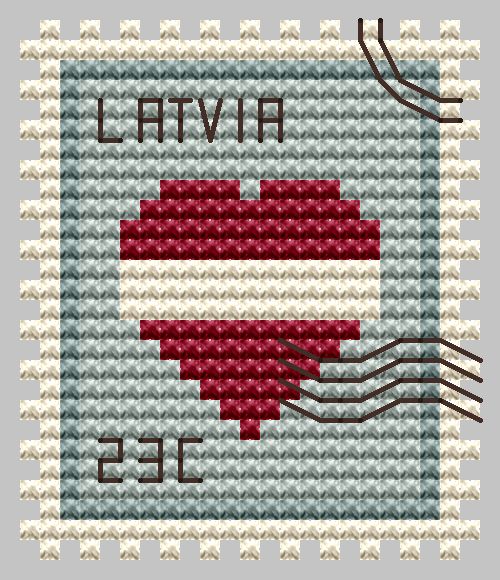Latvia Postage Stamp - Cross Stitch Pattern
