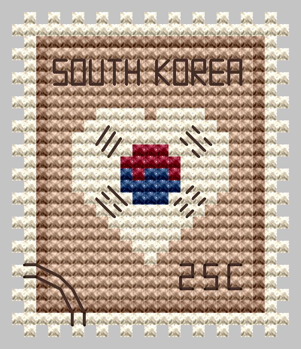 South Korea Postage Stamp - Cross Stitch Pattern
