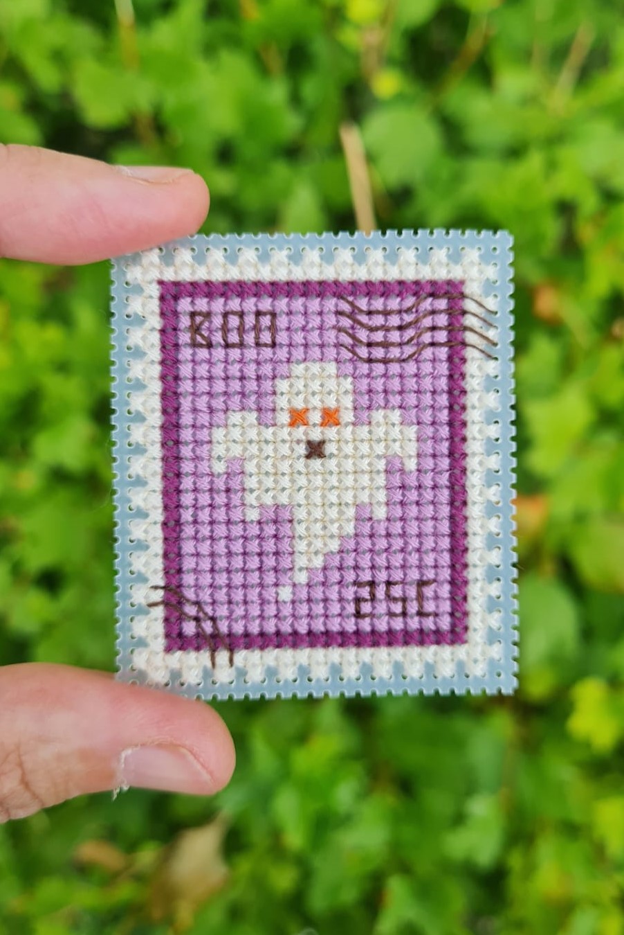 Ghost Postage Stamp - Halloween Cross Stitch Pattern