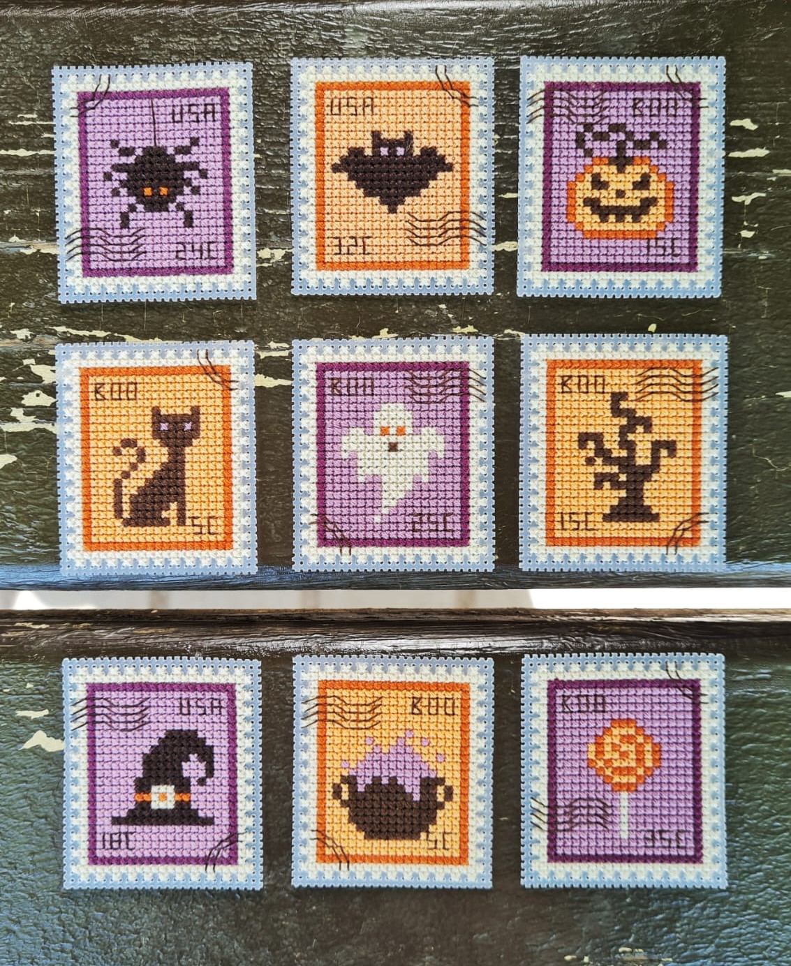 Halloween Postage Stamps - Cross Stitch Pattern