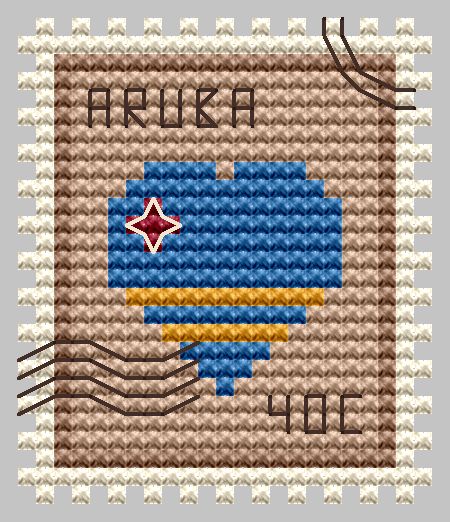 Aruba Postage Stamp - Cross Stitch Pattern