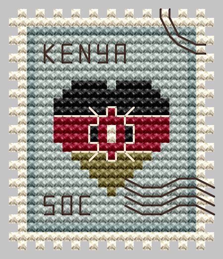 Kenya Postage Stamp - Cross Stitch Pattern