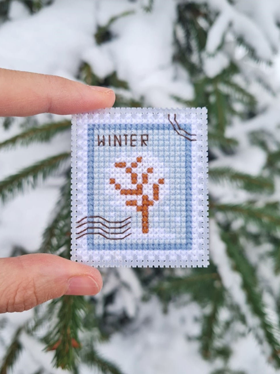 Winter Postage Stamp - Cross Stitch Pattern