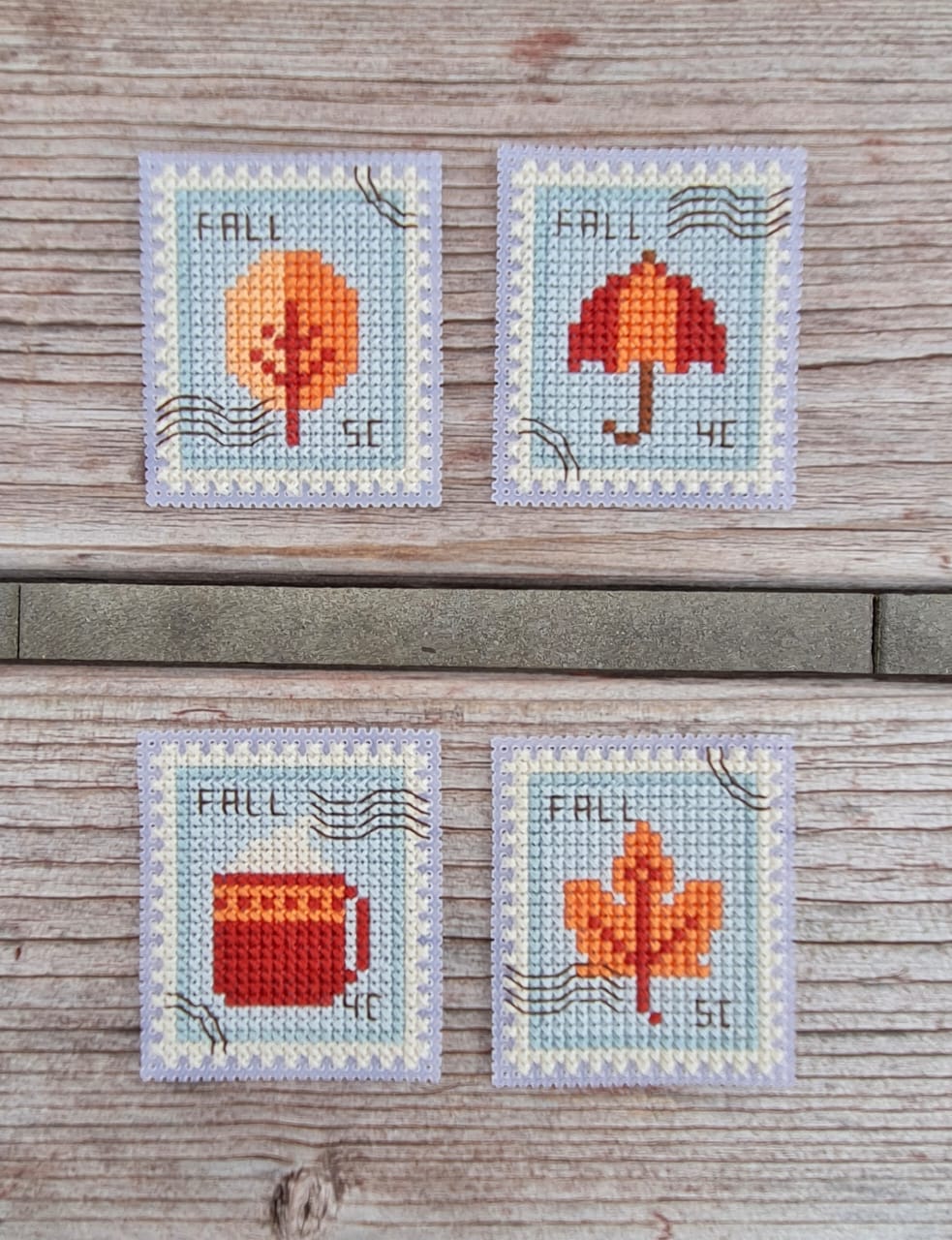 Fall Postage Stamp - Cross Stitch Pattern
