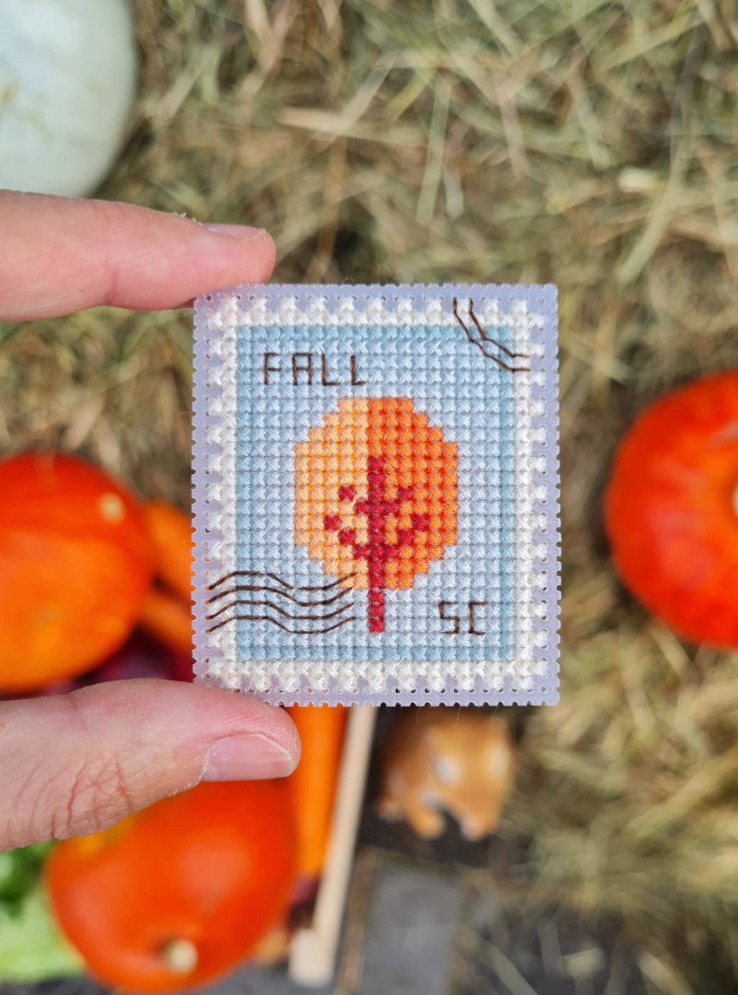 Fall Tree Postage Stamp - Cross Stitch Pattern