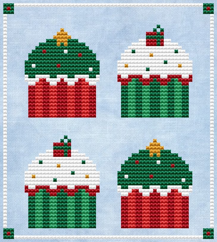 Christmas Cupcakes - Cross Stitch Pattern
