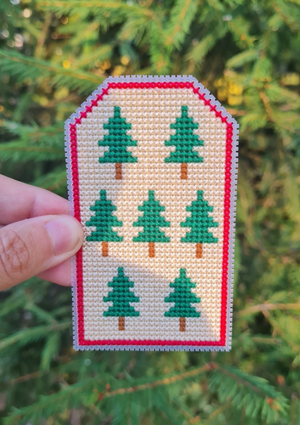 Winter Trees Gift Tag - Christmas Cross Stitch Pattern