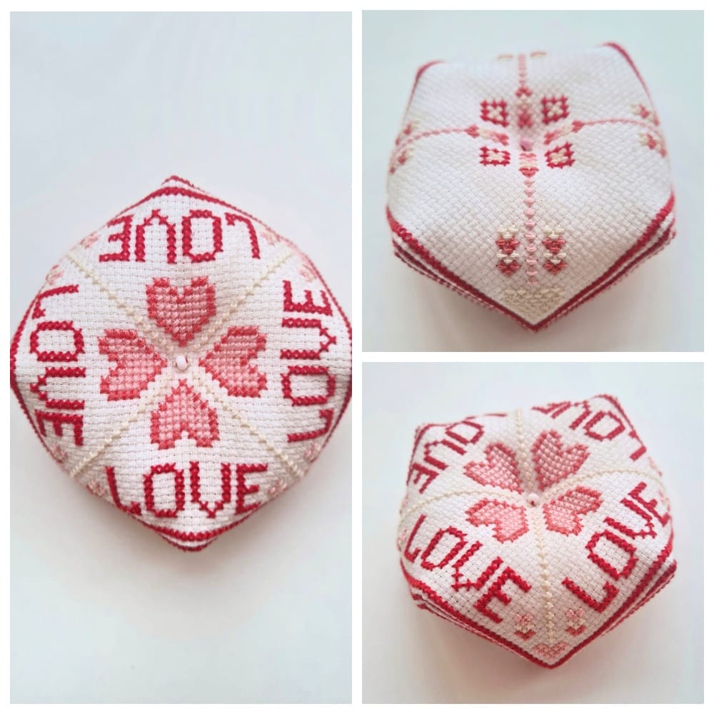 Hearts Biscornu - Valentines Cross Stitch Pattern