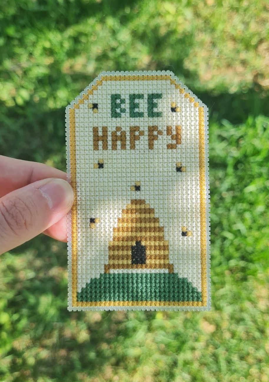 Bee Happy Tag - Cross Stitch Pattern