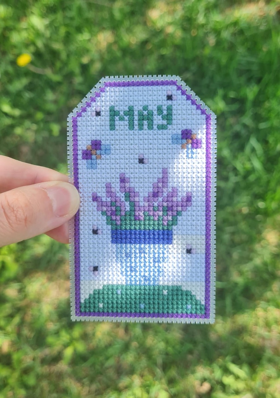 Lavender Flowers Tag 2 - Cross Stitch Pattern