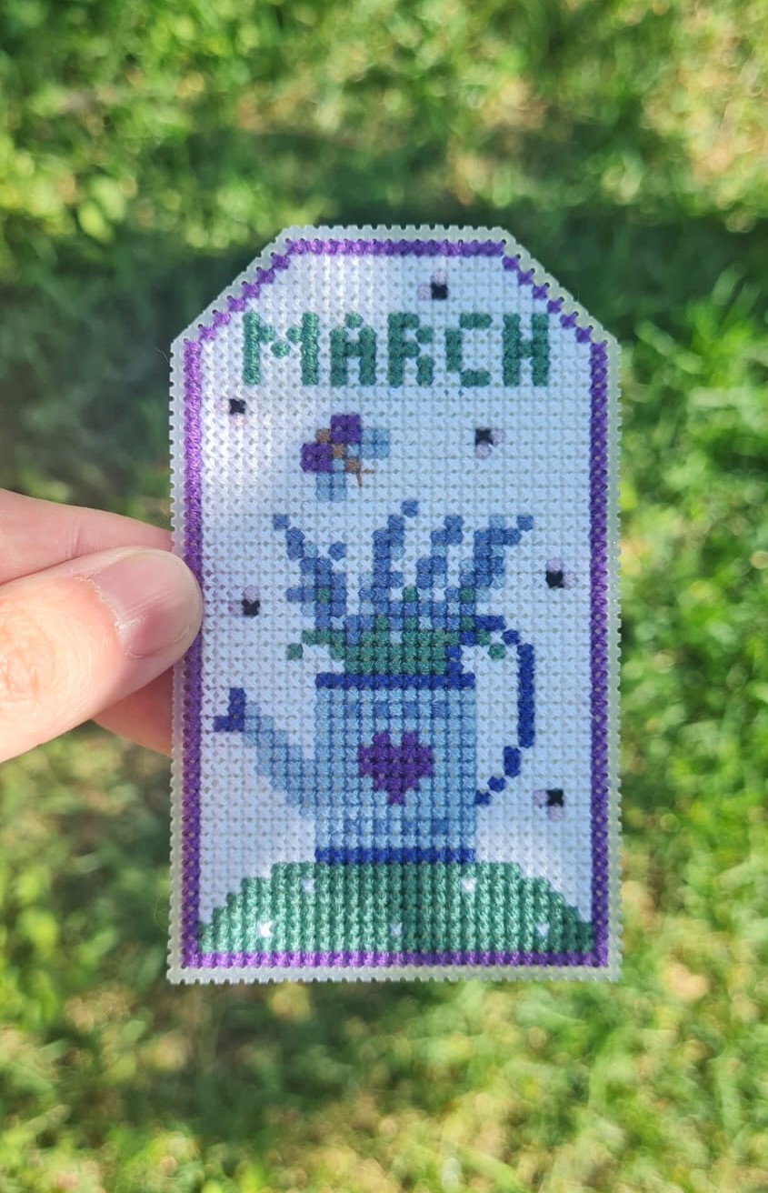 Spring Watering Can Tag - Cross Stitch Pattern