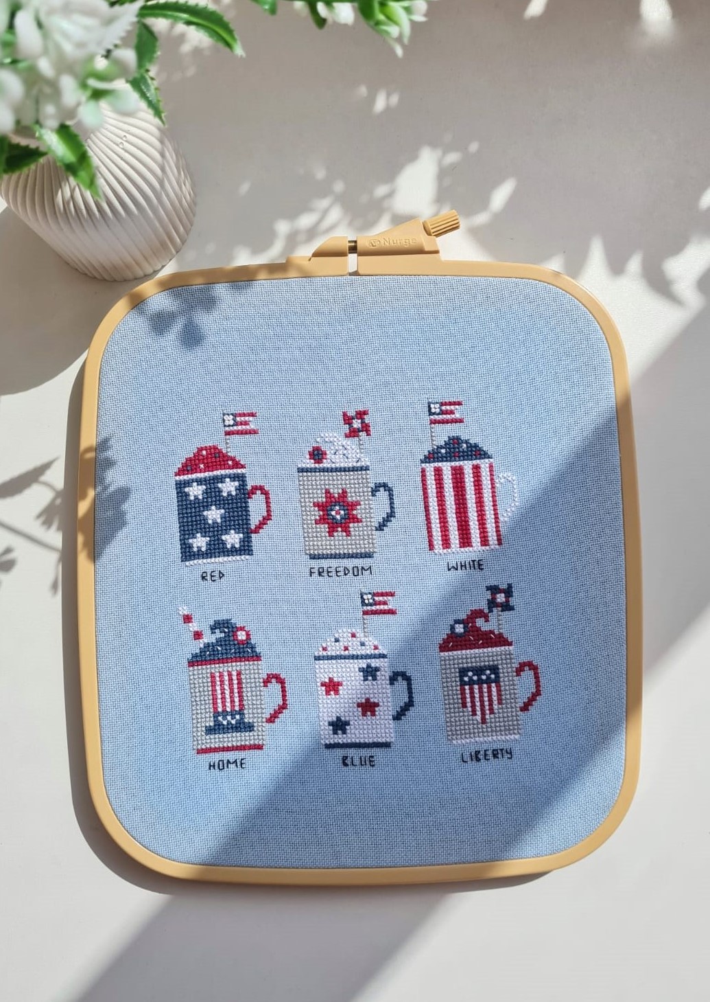 4th Of July Mugs - Cross Stitch Pattern