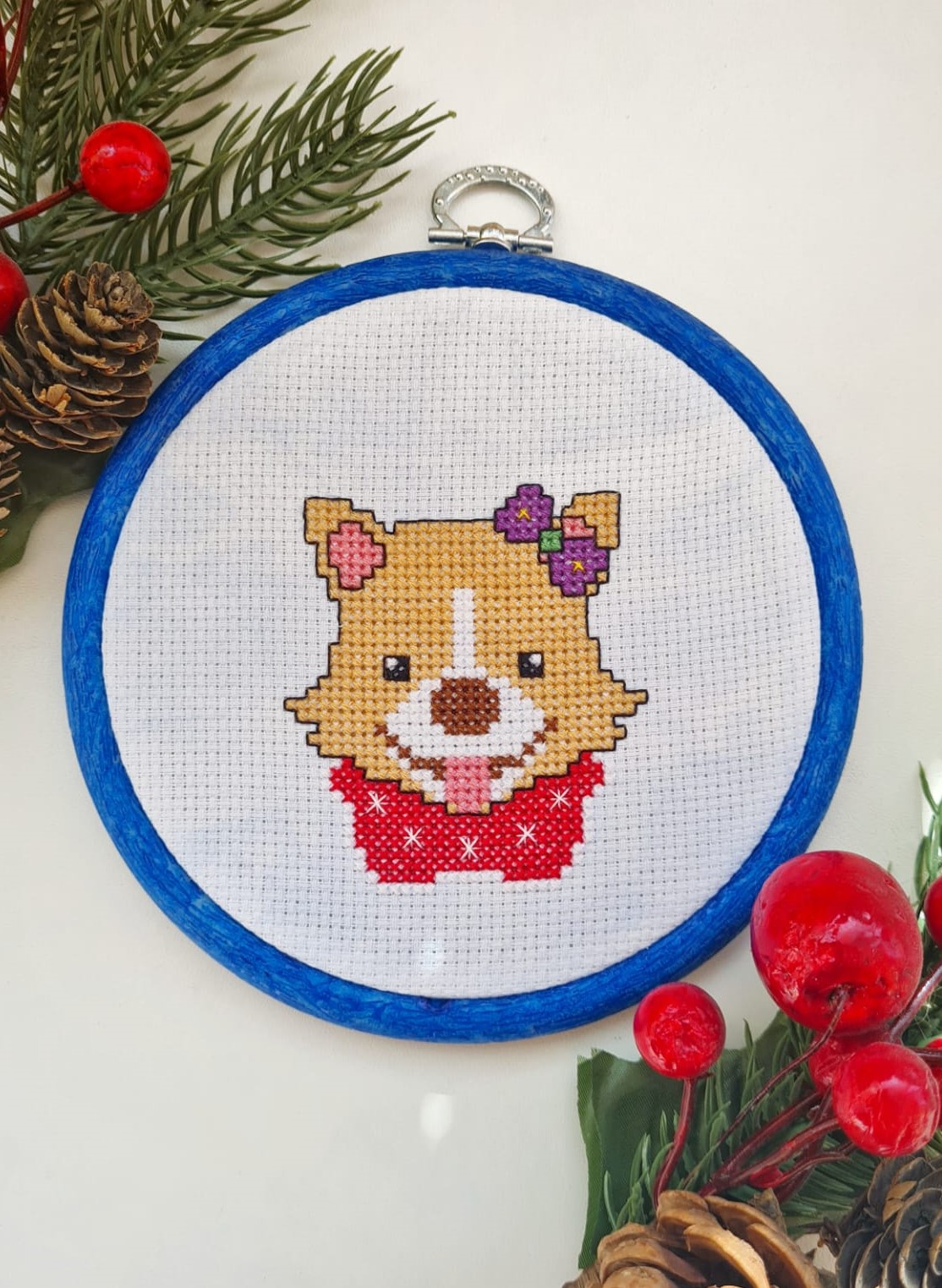 Christmas Corgi Girl - Cross Stitch Pattern