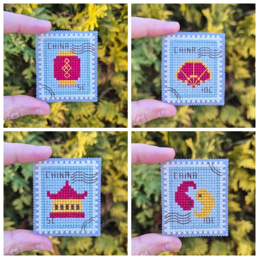 Chinese Postage Stamps - Cross Stitch Pattern