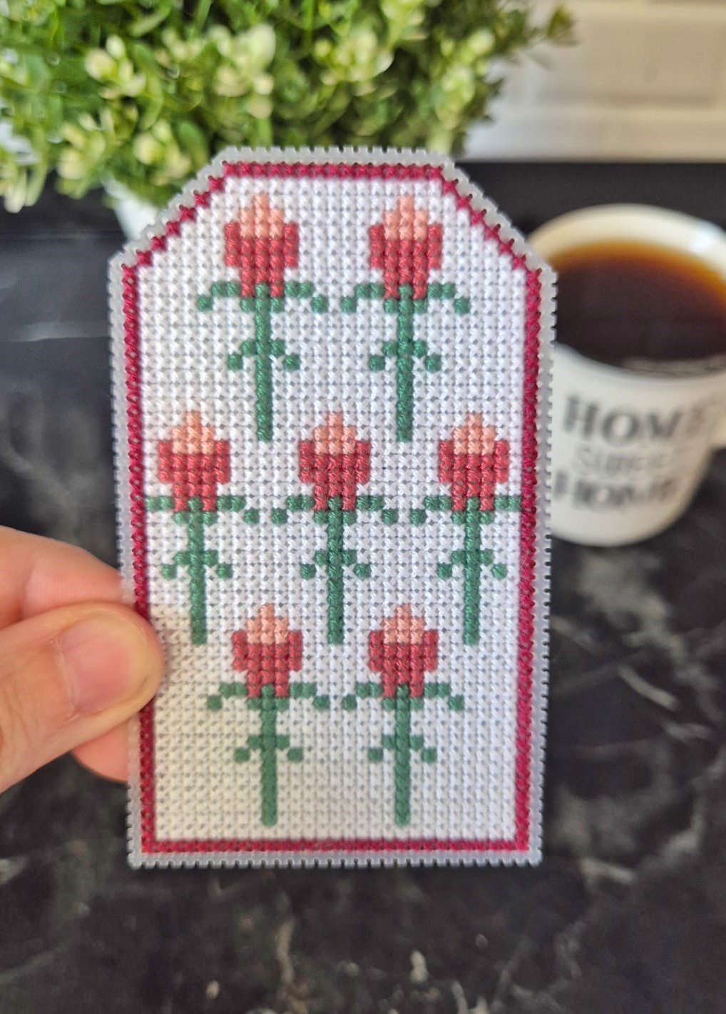 Valentine's Day Flowers Tag - Cross Stitch Pattern