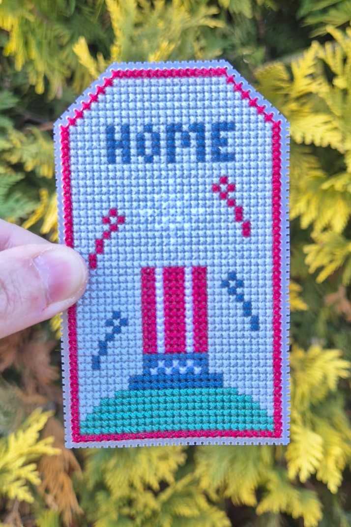 Home Patriotic Tag - Cross Stitch Pattern