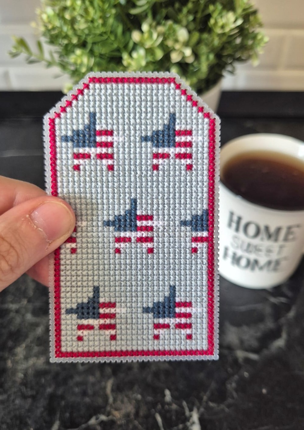 Patriotic Stars Tag - Cross Stitch Pattern