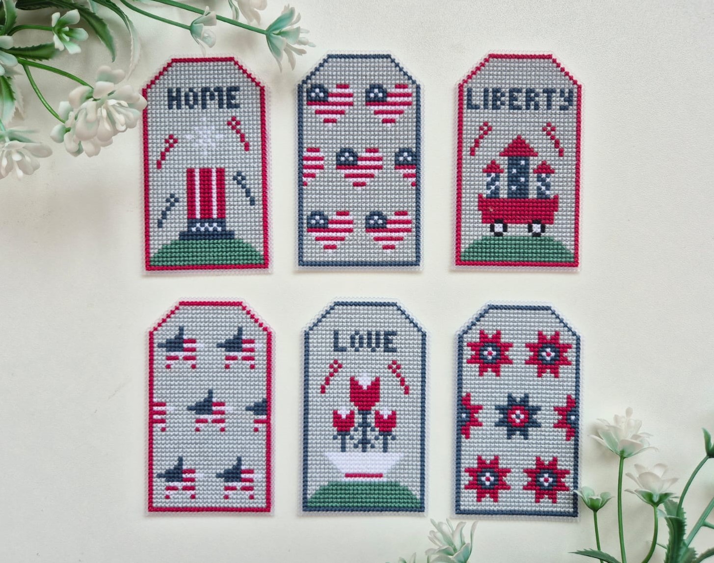 4th Of July Tags - Cross Stitch Pattern