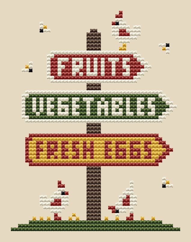 Farm Market Sign - Cross Stitch Pattern
