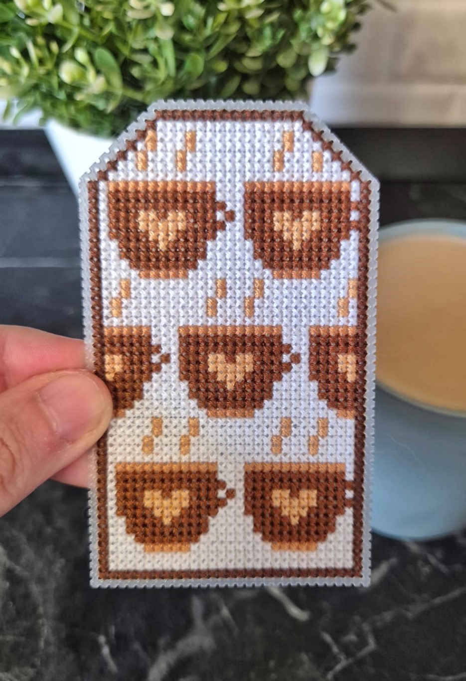 Coffee Mug Tag - Cross Stitch Pattern