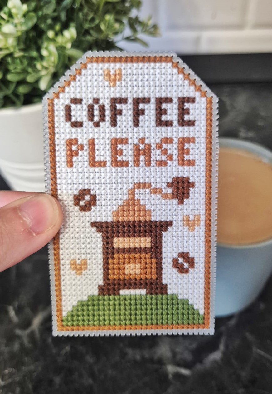 Coffee Please Tag - Cross Stitch Pattern