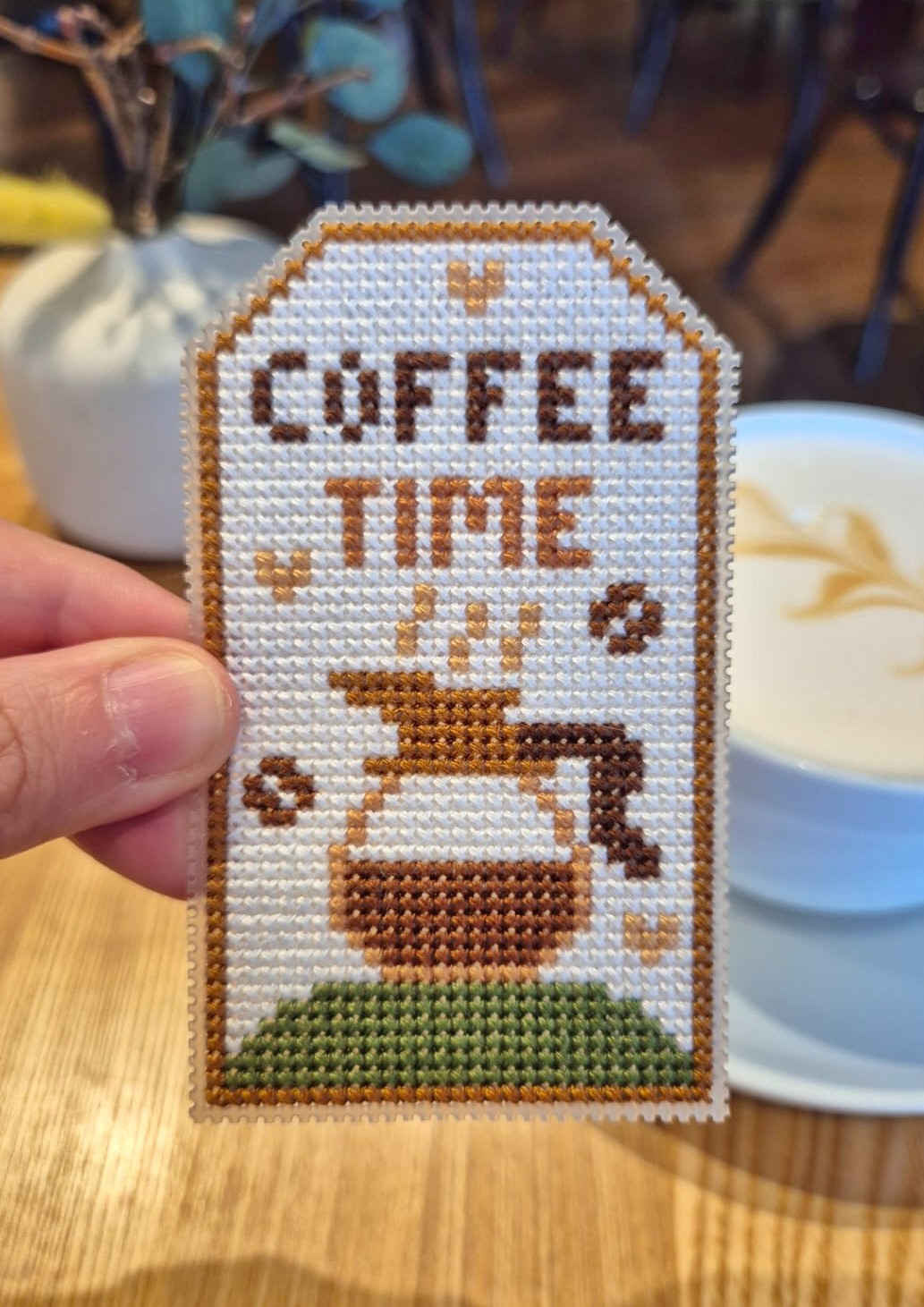 Coffee Time Tag - Cross Stitch Pattern