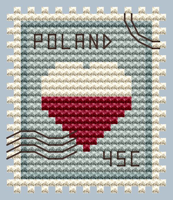 Poland Postage Stamp - Cross Stitch Pattern
