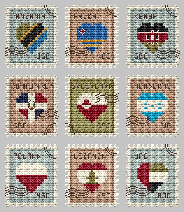 Postage Stamps 8 - Cross Stitch Pattern