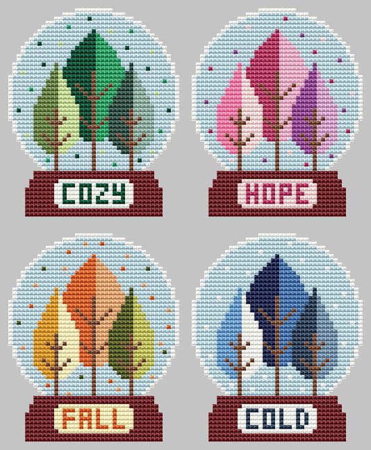 Snow Globe Winter - Cross Stitch Pattern