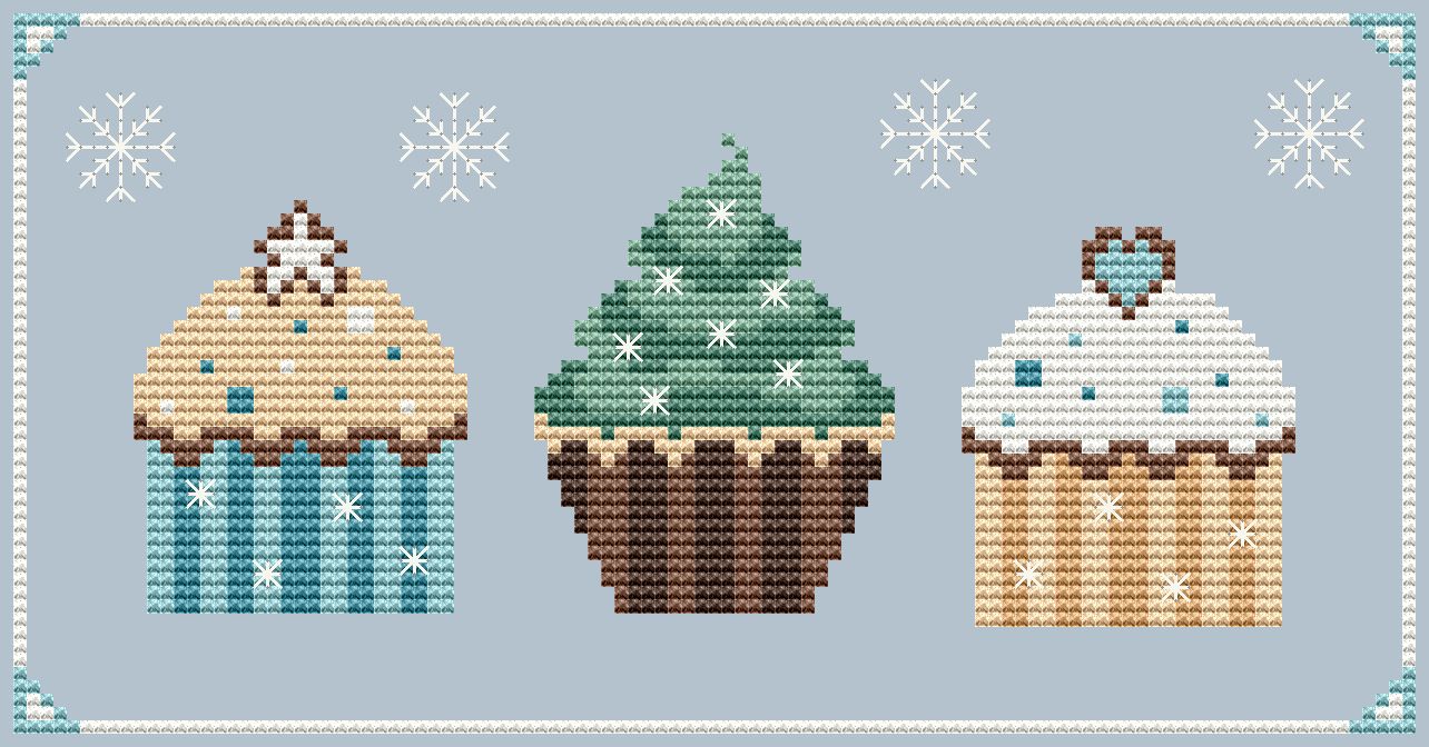 Winter Cupcakes - Cross Stitch Pattern