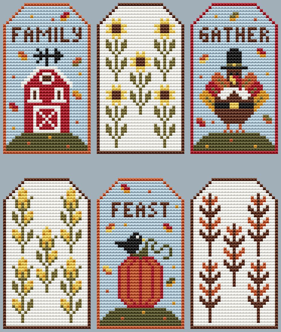 Thanksgiving Tags - Cross Stitch Pattern
