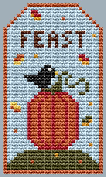 Pumpkin Tag - Thanksgiving Cross Stitch Pattern