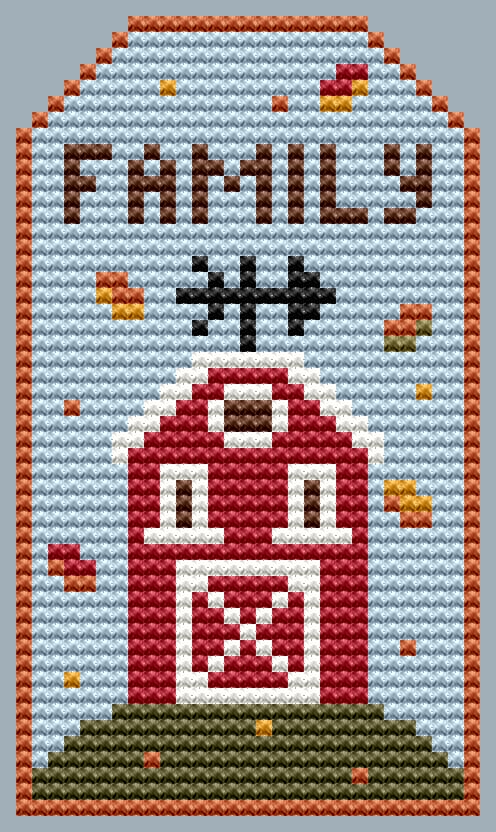 Farmhouse Tag - Thanksgiving Cross Stitch Pattern