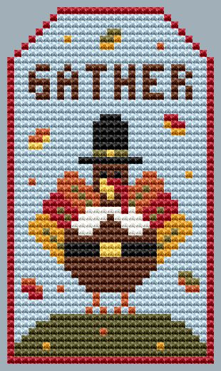 Turkey Tag - Thanksgiving Cross Stitch Pattern