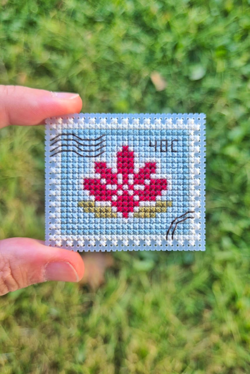 Lotus Flower Postage Stamp - Cross Stitch Pattern
