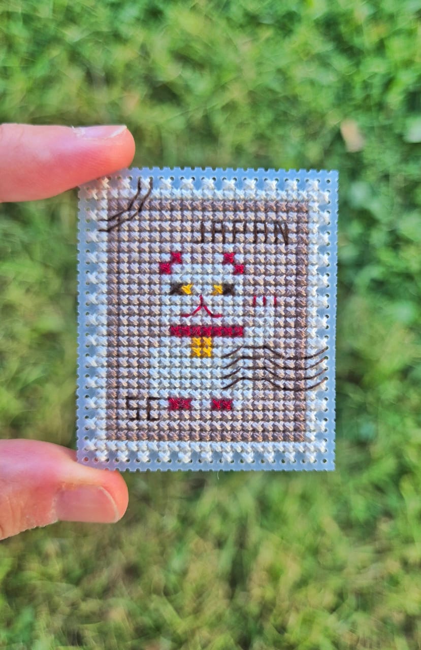 Maneki Neko Postage Stamp - Cross Stitch Pattern