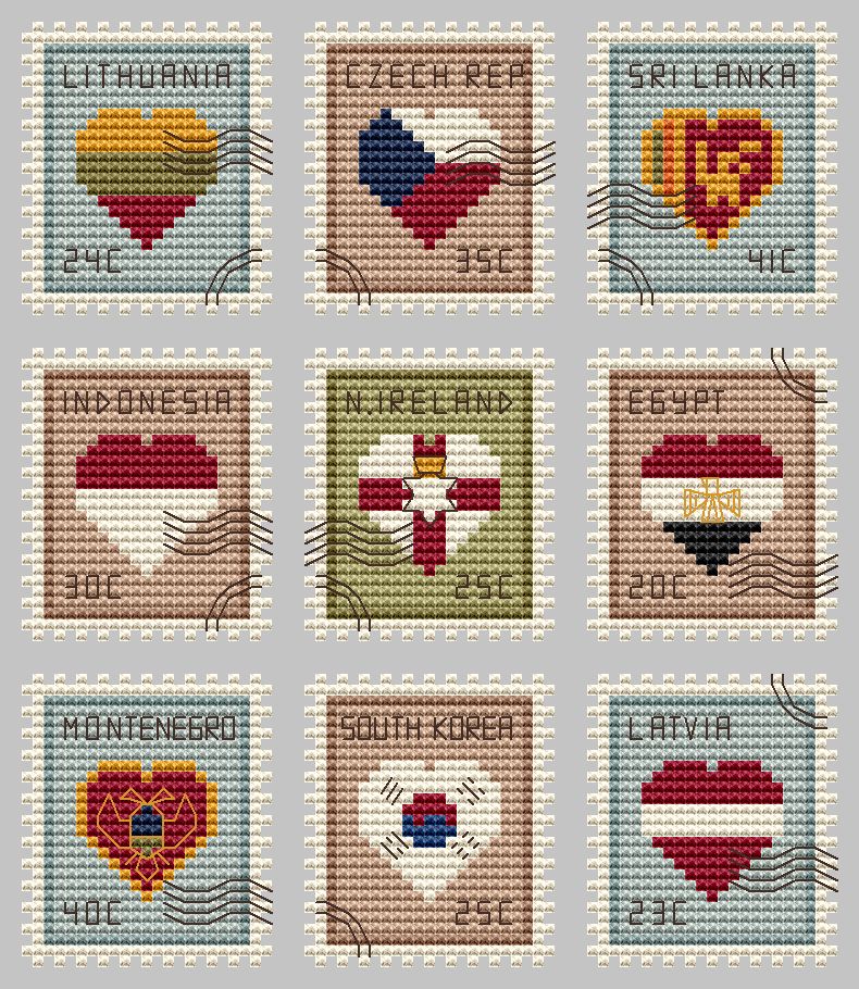 Postage Stamps 9 - Cross Stitch Pattern