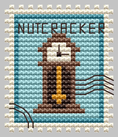 Nutcracker Christmas Clock Postage - Cross Stitch Pattern