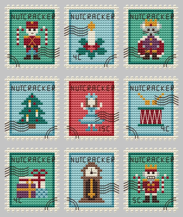 Nutcracker Postage Stamps 9ct - Christmas Cross Stitch