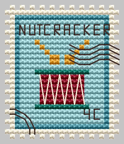 Nutcracker Christmas Drum Postage - Cross Stitch Pattern