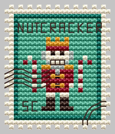 Nutcracker Postage Stamp - Christmas Cross Stitch Pattern