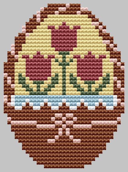 Easter Basket Tulips - Cross Stitch Pattern