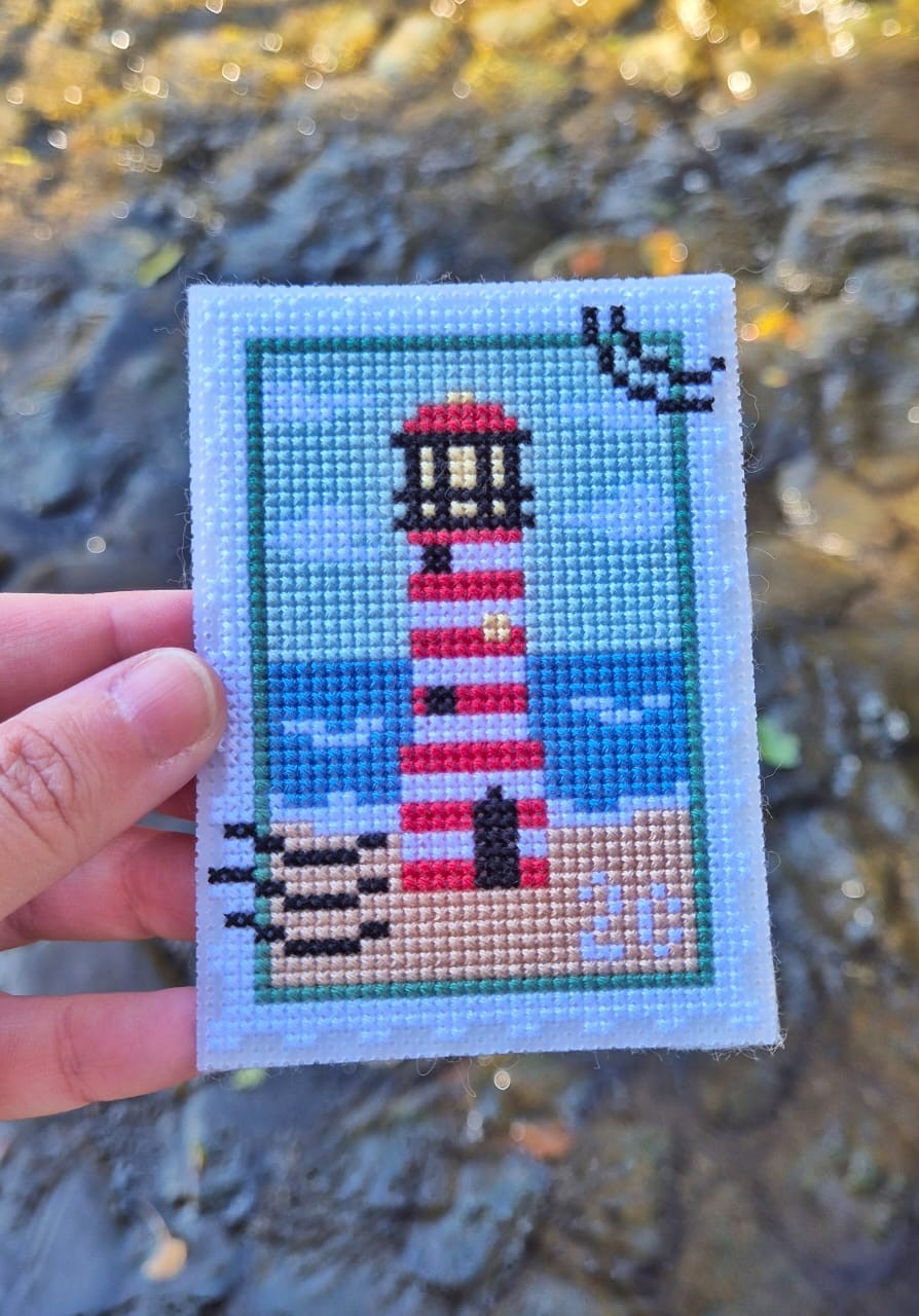 Red Lighthouse Stamp - Cross Stitch Pattern