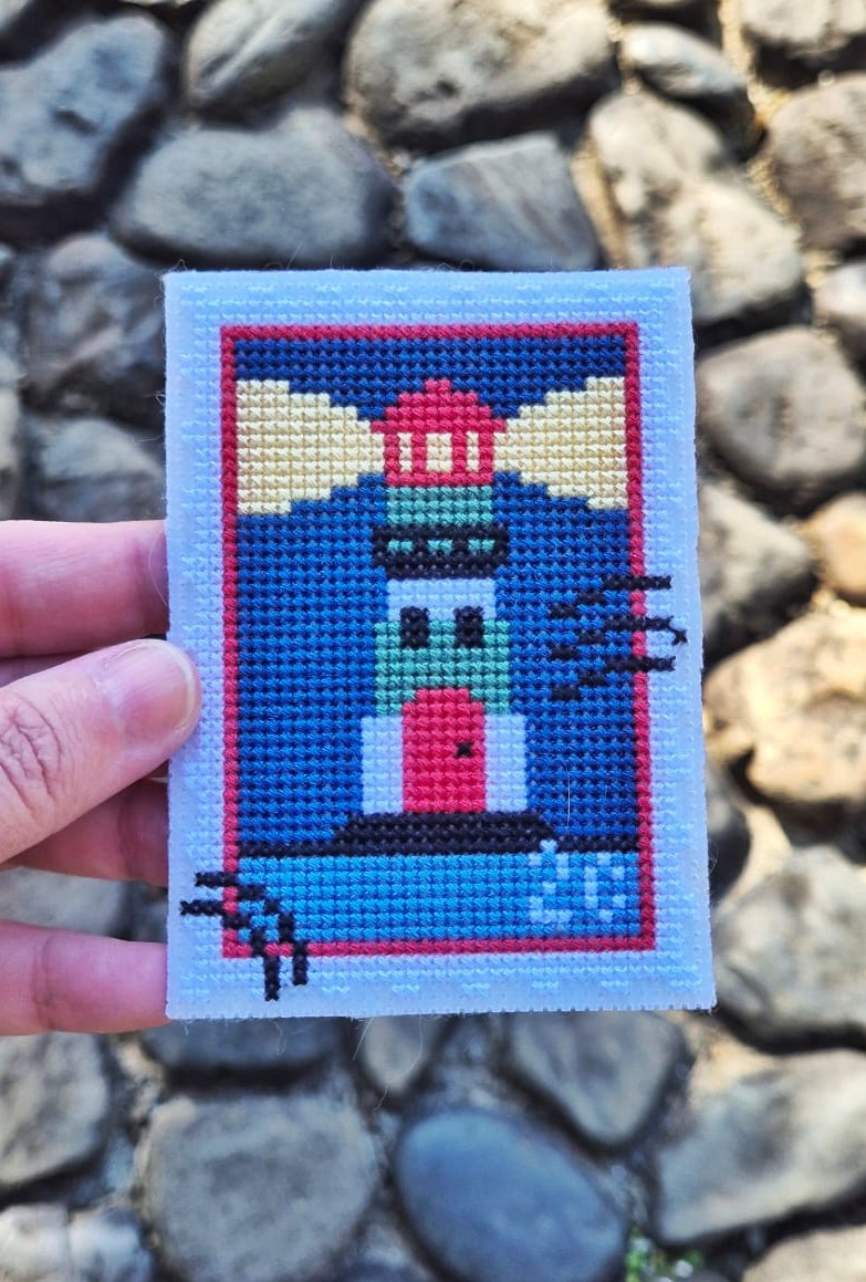 Green Lighthouse Stamp - Cross Stitch Pattern