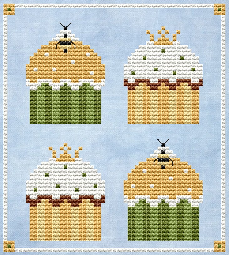 Honey Cupcakes - Cross Stitch Pattern