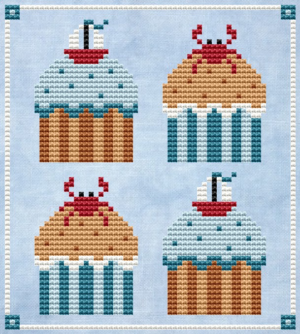 Sea Cupcakes - Cross Stitch Pattern