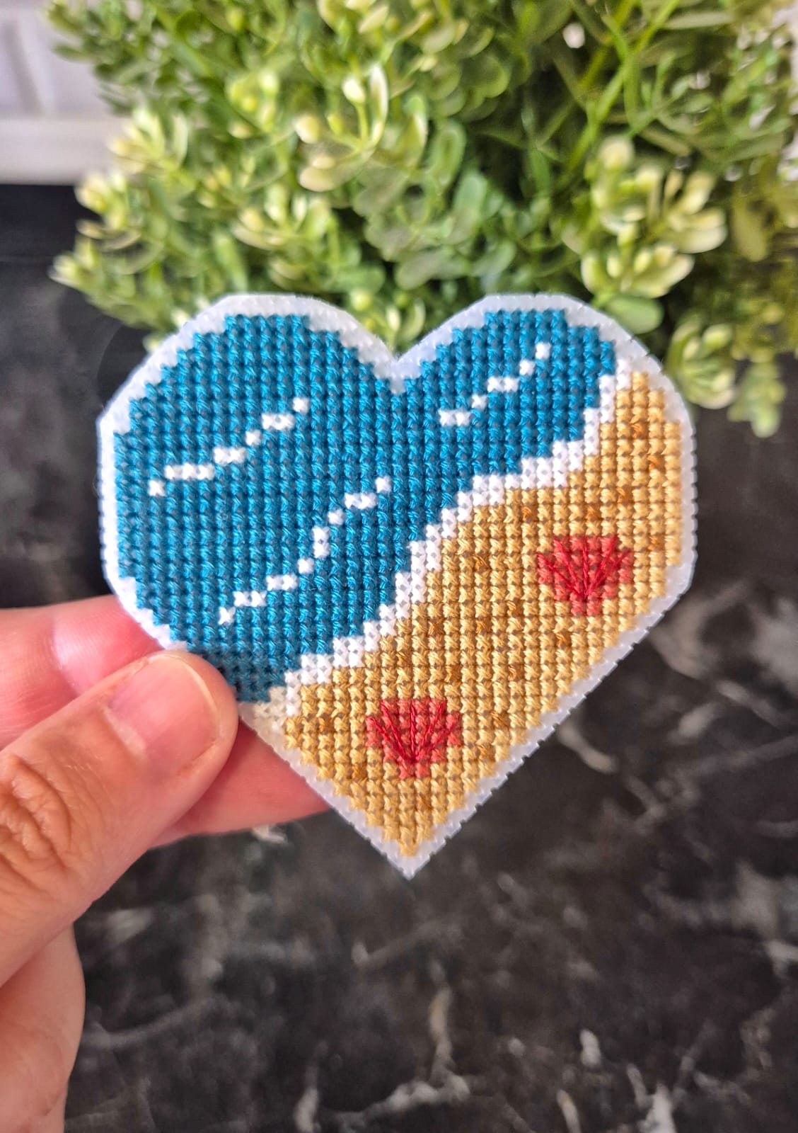 Sea Heart - Cross Stitch Pattern, zoomed in. Select this picture to zoom back out.